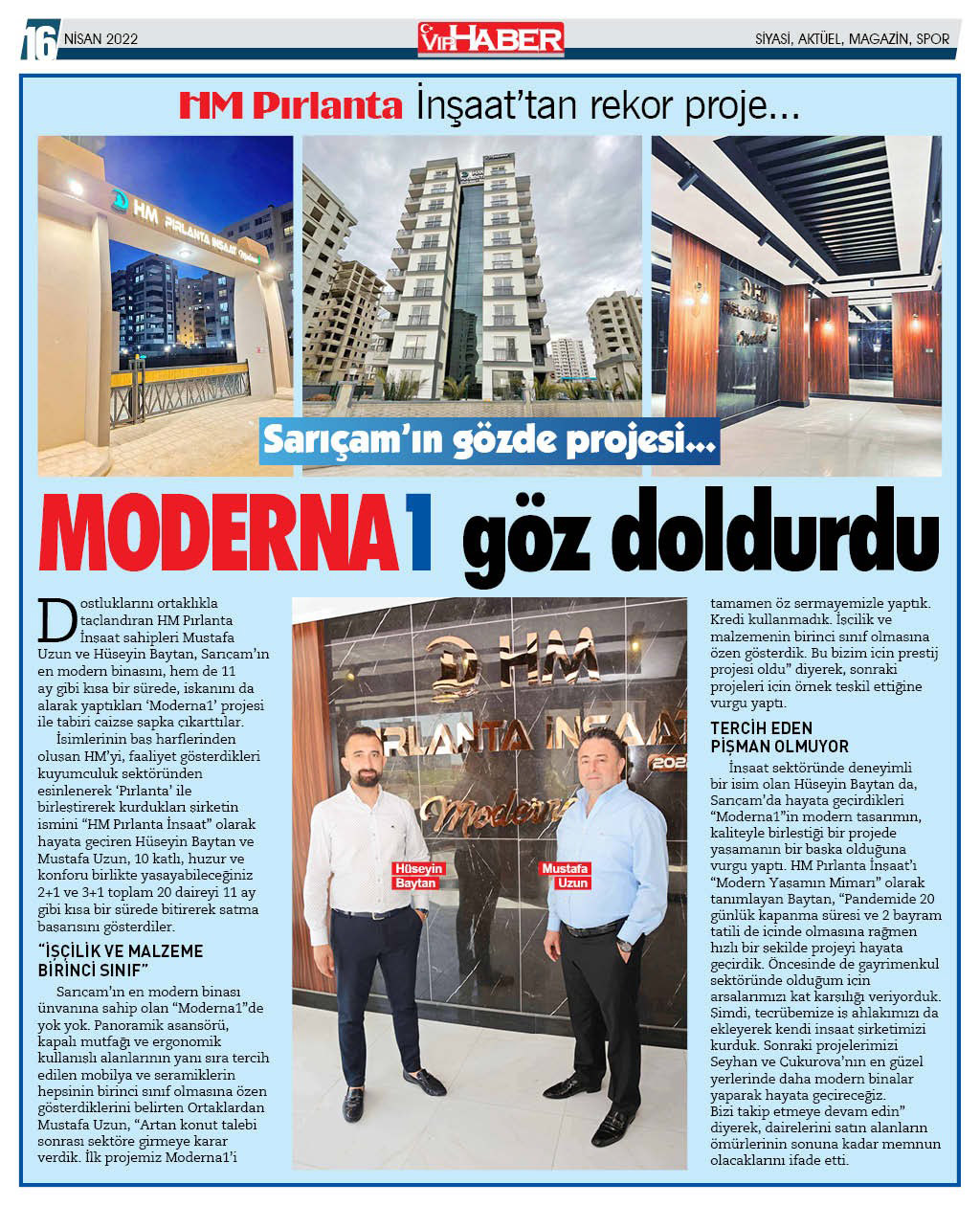 Moderna 1 Projesi - HM Pırlanta İnşaat